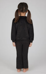 Toddler 2 PC Speckled Velour Crew Neck Top and Flared Leg Pant