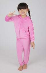 Toddler Girls 2 PC Velour Hoodie Jacket and Jogger - 90 Degree by Reflex