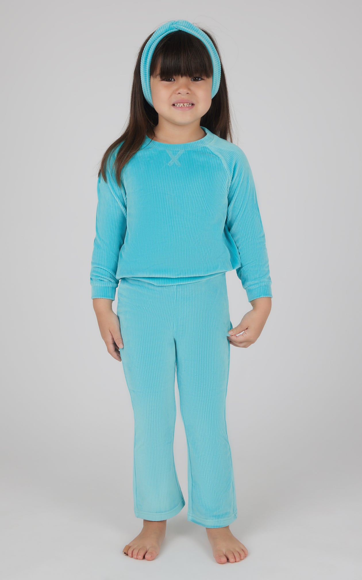 Crew Rib Velour Set - Blue