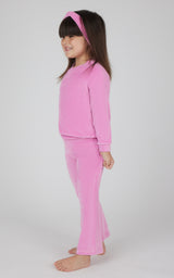 Toddler 3 PC Ribbed Top + Flared Leg Pant + Headband Set - 90 Degree by Reflex