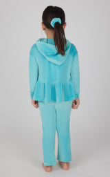 Toddler Girls Velour Hoodie Jacket & Flare Pant & Scrunchie Set