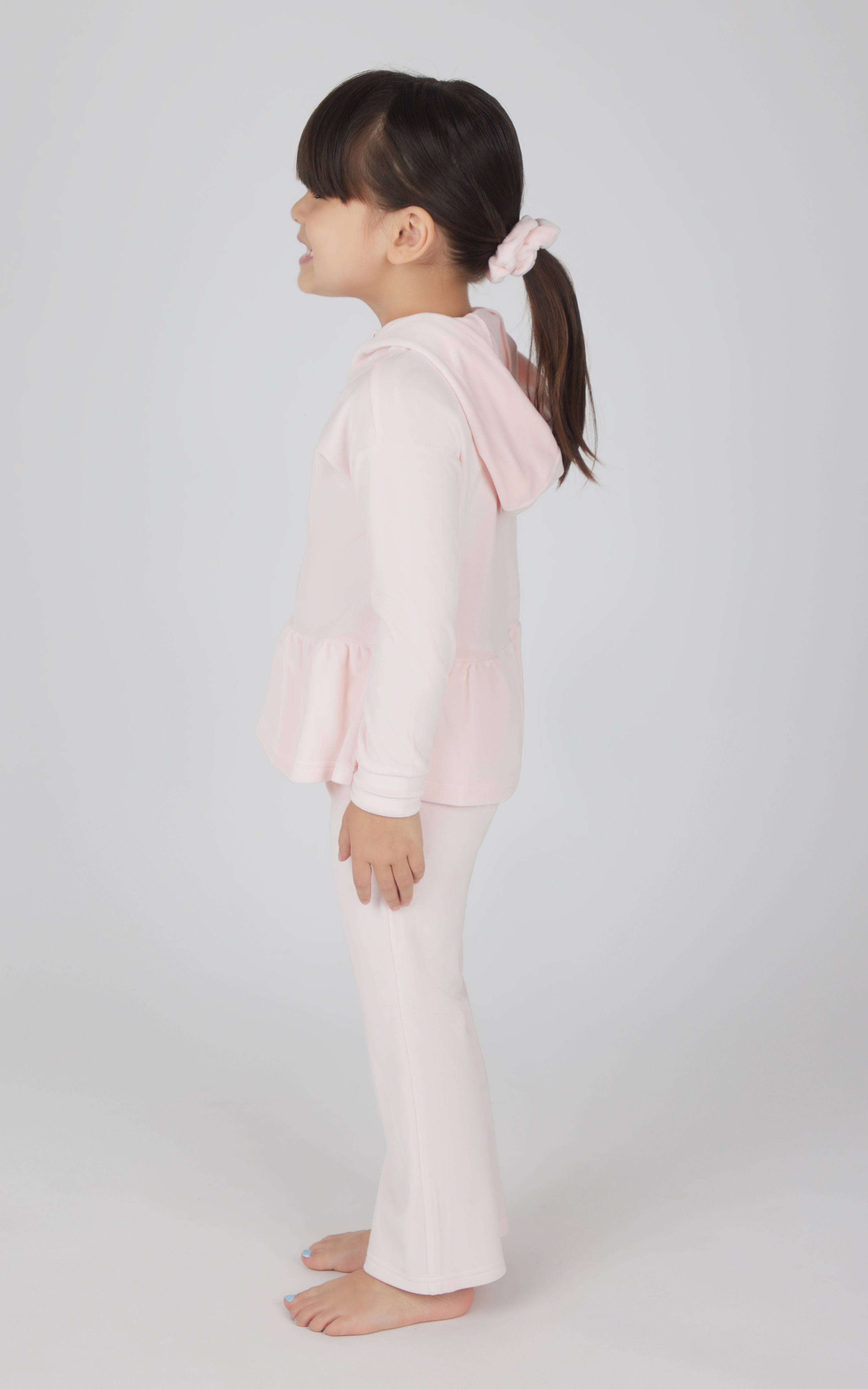 Toddler Girls Velour Hoodie Jacket & Flare Pant & Scrunchie Set - 90 Degree by Reflex