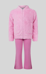 Toddler Girls 2 PC Jacquard Bomber Jacket and Flare Leg Pant