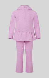 4-6X 3 PC Girls Confetti Half Zip Pullover + Flared Pant + Coin Purse Set - 90 Degree by Reflex