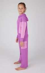 Girls 2 PC Terry Brushed Color Block Sweatshirt and Wide Leg Sweatpant - 90 Degree by Reflex