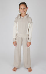Girls 2 PC Terry Brushed Color Block Sweatshirt and Wide Leg Sweatpant - 90 Degree by Reflex