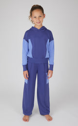 Girls 2 PC Terry Brushed Color Block Sweatshirt and Wide Leg Sweatpant - 90 Degree by Reflex