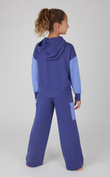 Girls 2 PC Terry Brushed Color Block Sweatshirt and Wide Leg Sweatpant - 90 Degree by Reflex