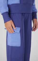 Girls 2 PC Terry Brushed Color Block Sweatshirt and Wide Leg Sweatpant - 90 Degree by Reflex