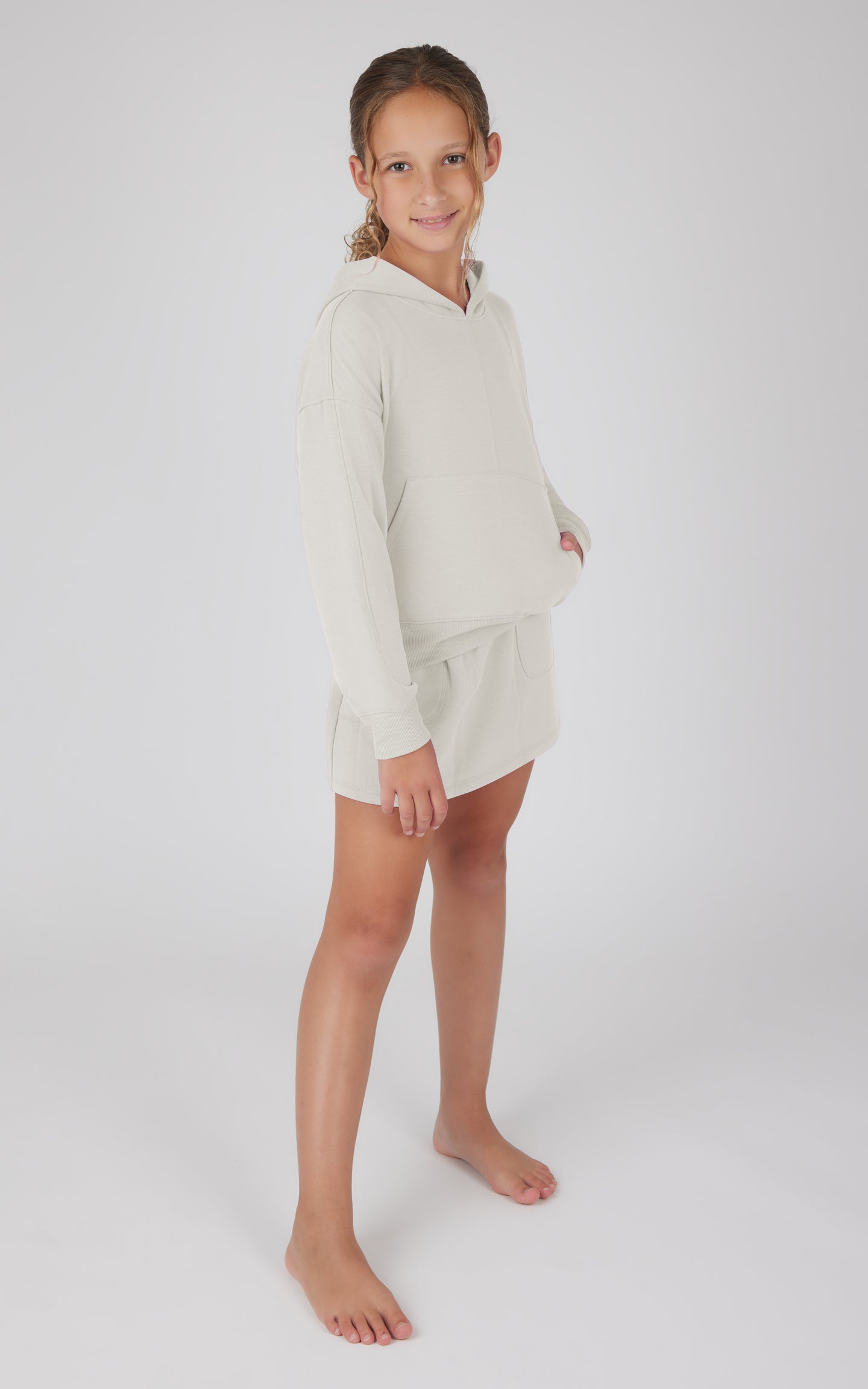 Girls 2 PC Terry Brushed Hoodie and Cargo Skort