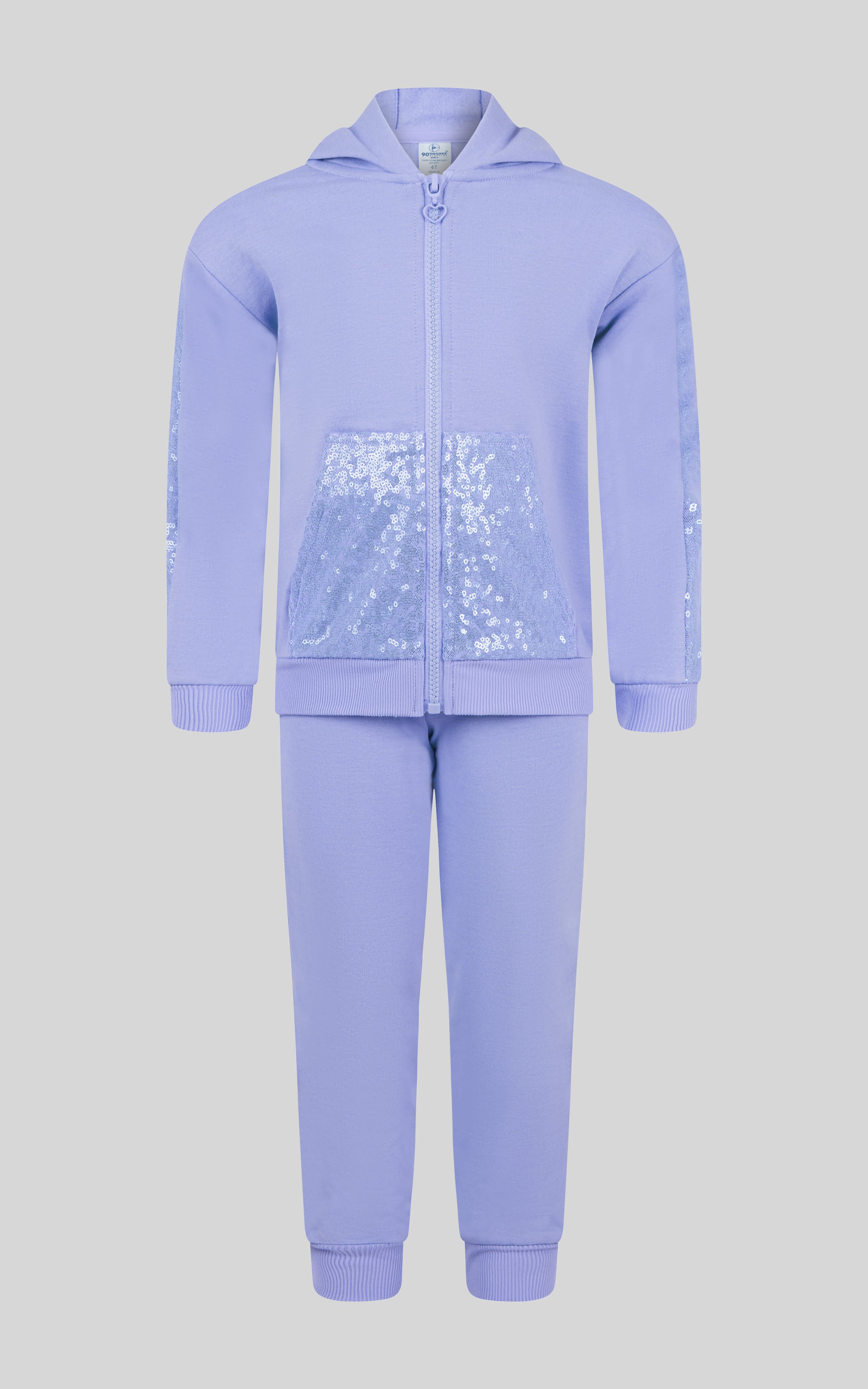 Toddler Girls 2 PC Brushed Terry Hoodie Jacket and Jogger - 90 Degree by Reflex