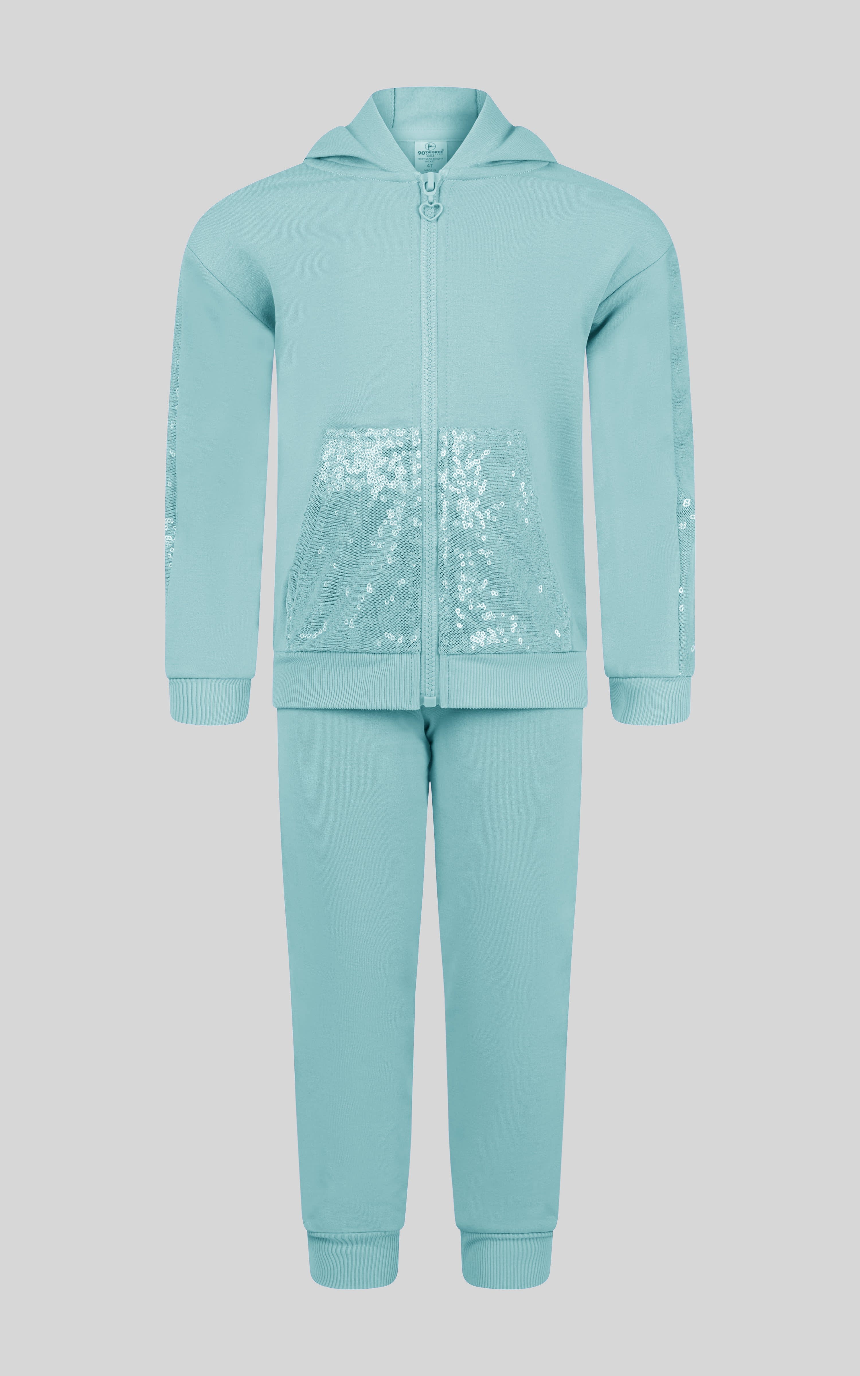 Toddler Girls 2 PC Brushed Terry Hoodie Jacket and Jogger - 90 Degree by Reflex