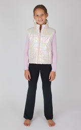 Girls Woven Keepin' Cozy Quilted Vest w/ Sherpa Lining + Girls Super Soft Leighton Full Length L/S Top + - 90 Degree by Reflex