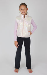 Girls Woven Keepin' Cozy Quilted Vest w/ Sherpa Lining + Girls Super Soft Leighton Full Length L/S Top + - 90 Degree by Reflex