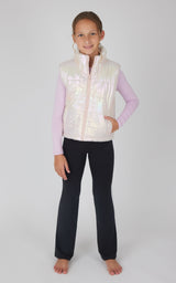 Girls Quilted Vest & Super Soft Top & Flare Legging Set - 90 Degree by Reflex