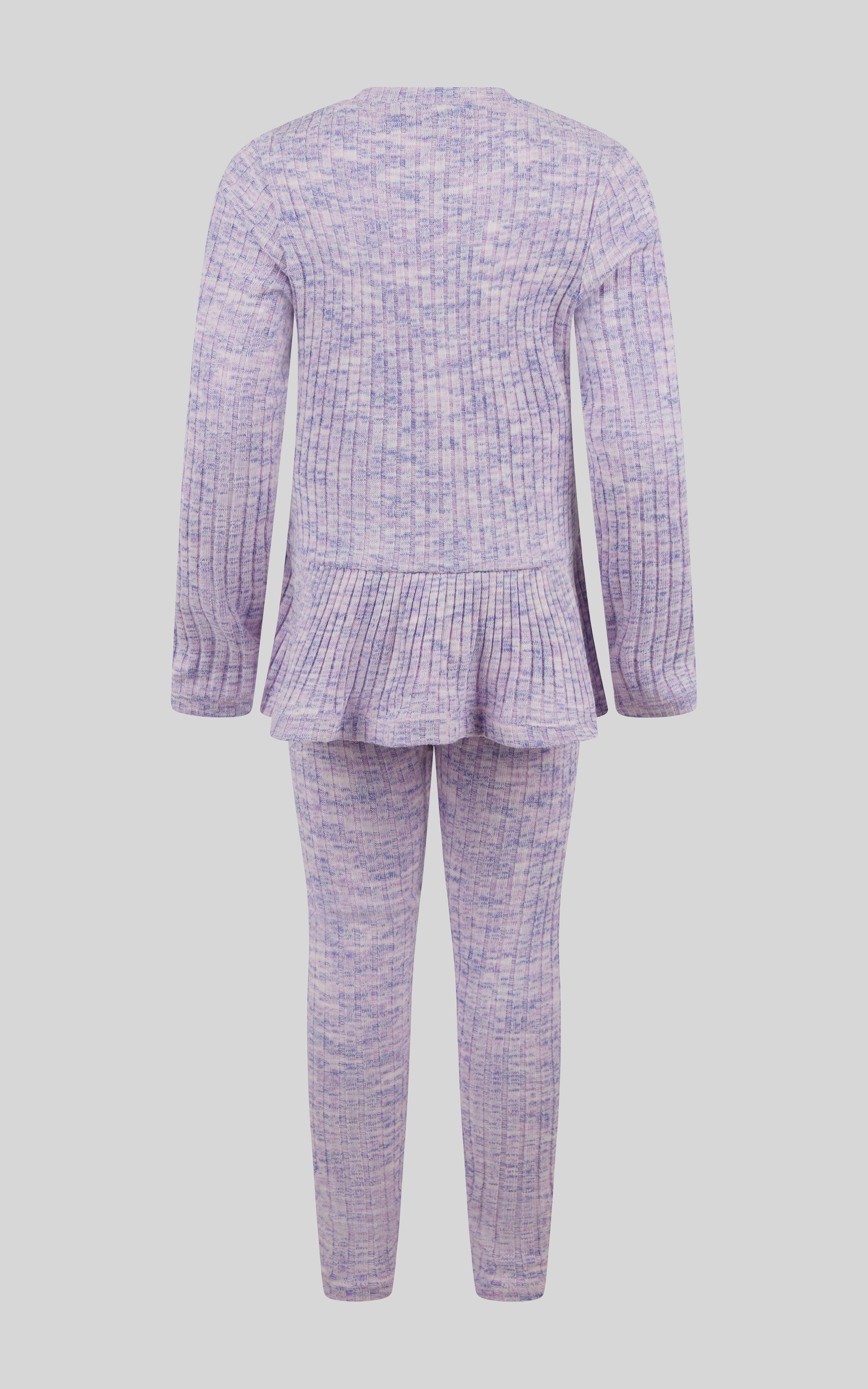 4-6X 2 PC Ribbed Space Dye Peplum Pullover + Legging Set