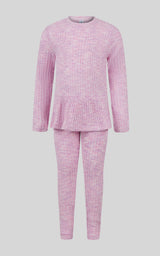 Little Girls 2 PC Ribbed Space Dye Peplum Pullover + Legging Set
