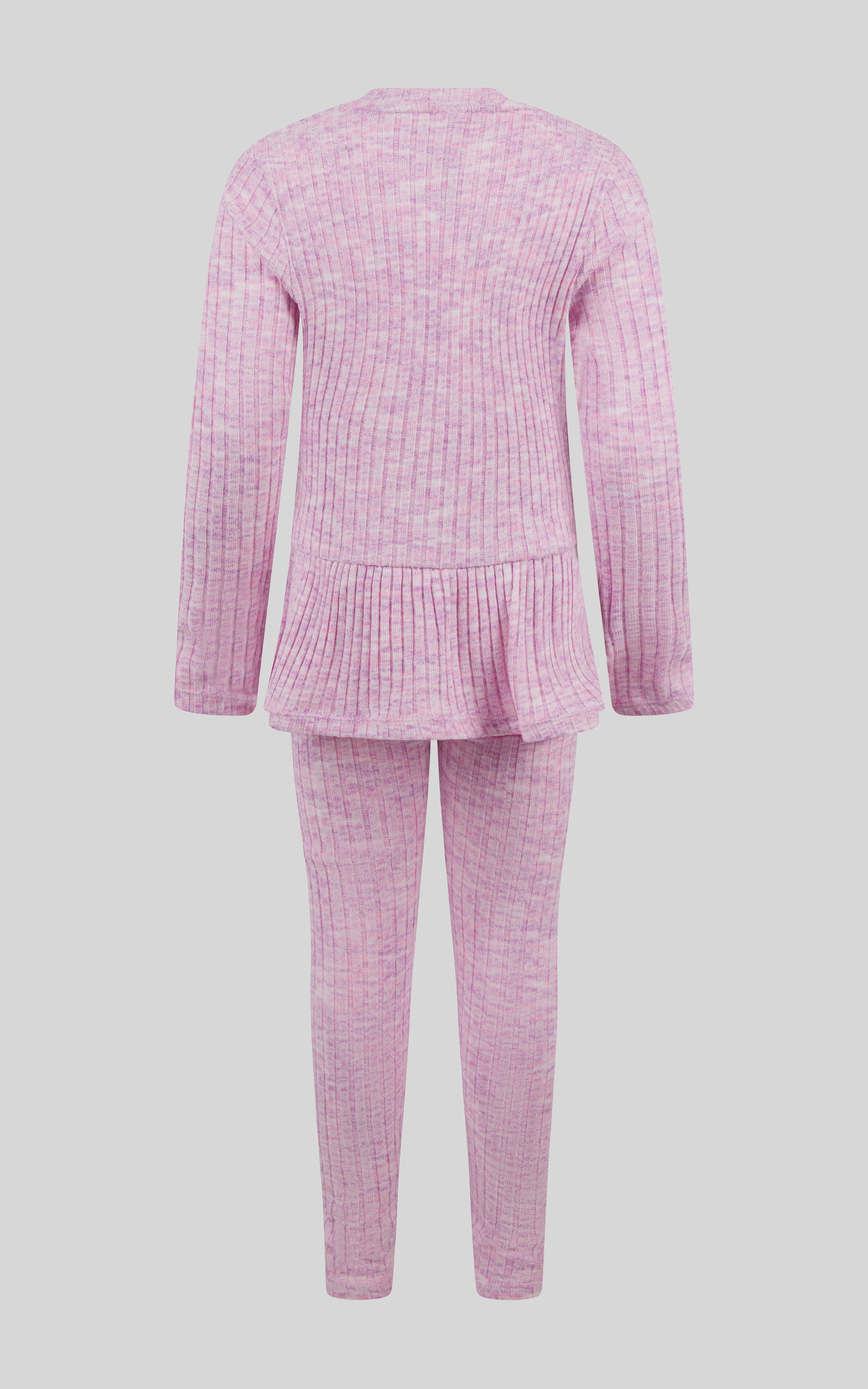 4-6X 2 PC Ribbed Space Dye Peplum Pullover + Legging Set