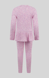 4-6X 2 PC Ribbed Space Dye Peplum Pullover + Legging Set - 90 Degree by Reflex