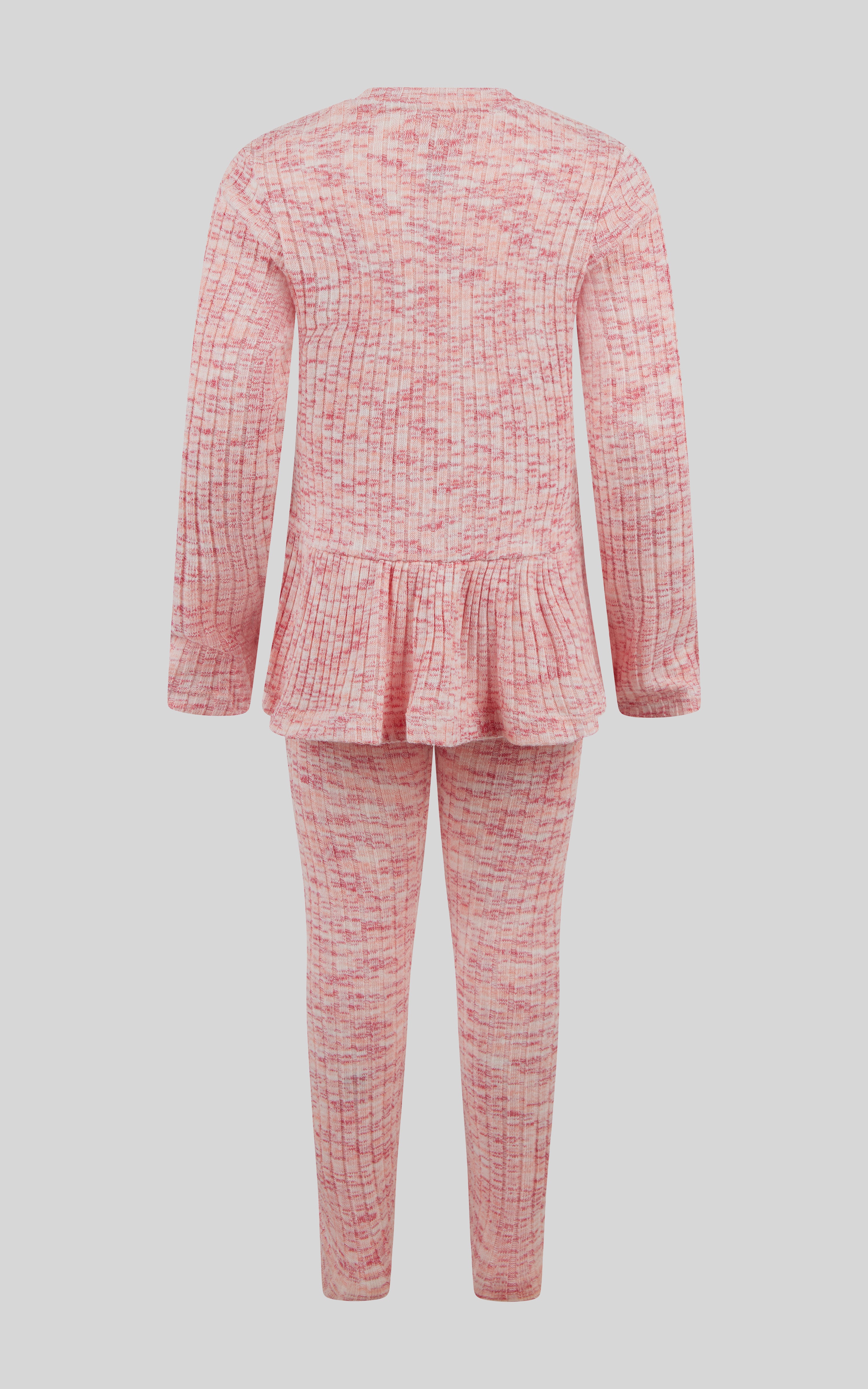 4-6X 2 PC Ribbed Space Dye Peplum Pullover + Legging Set