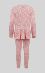 Little Girls 2 PC Ribbed Space Dye Peplum Pullover + Legging Set
