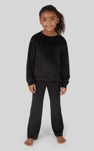 4-6x 2 Piece Speckled Velour Darling Crew Neck and Speckled Velour Pant Set