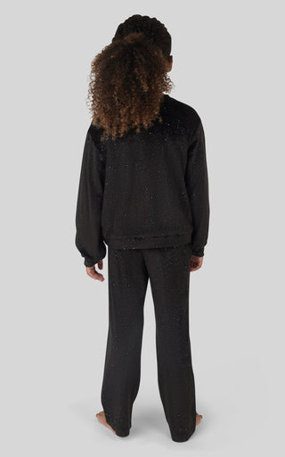 4-6x 2 Piece Speckled Velour Darling Crew Neck and Speckled Velour Pant Set