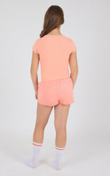 Girls Heavenly Rib Phoebe Crop Tank & Running Shorts & Socks Set