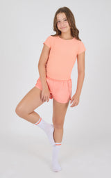Girls Heavenly Rib Phoebe Crop Tank & Running Shorts & Socks Set