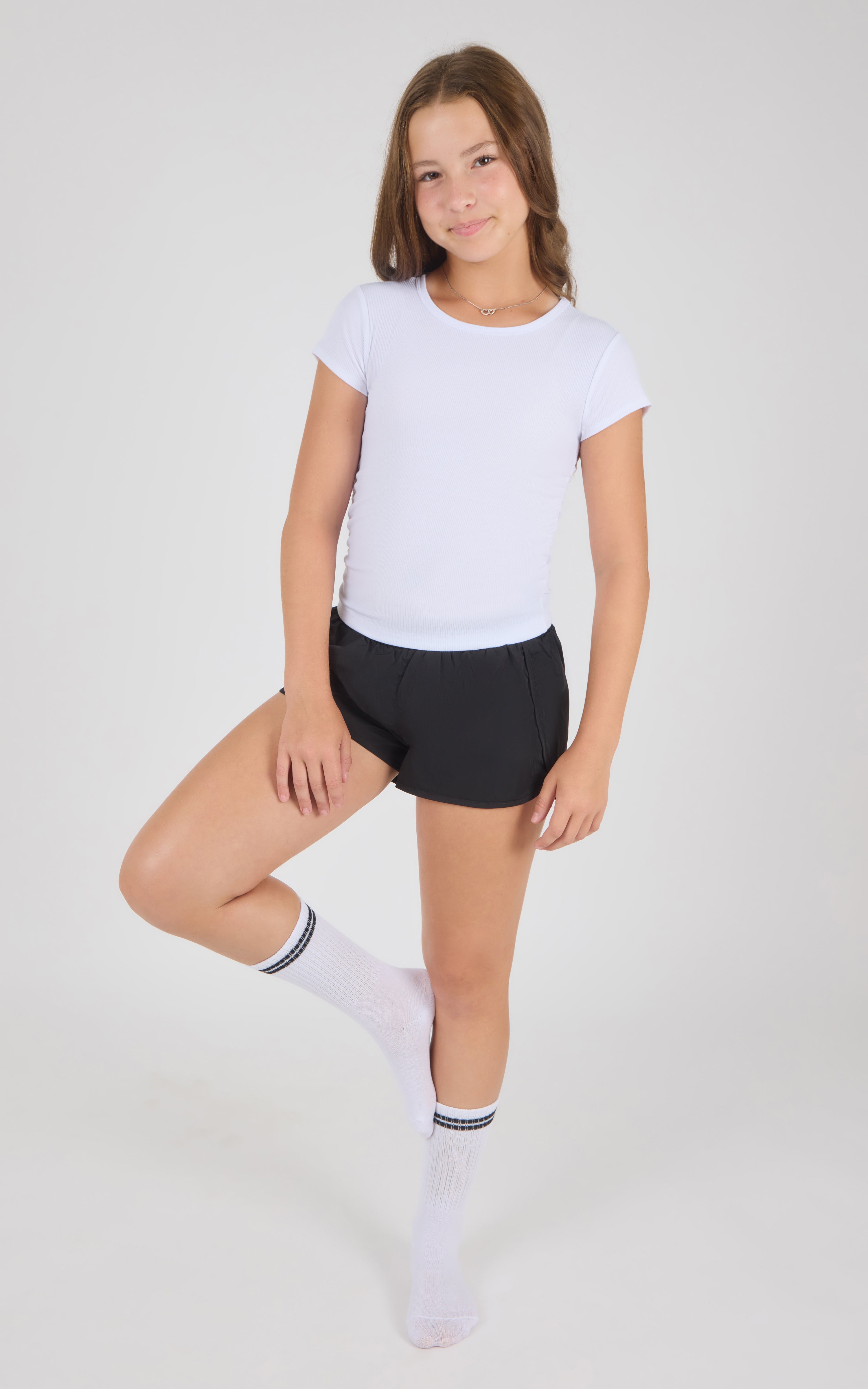 Girls Heavenly Rib Phoebe Crop Tank & Running Shorts & Socks Set - 90 Degree by Reflex