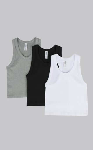 3 PK Ribbed Racerback Tank