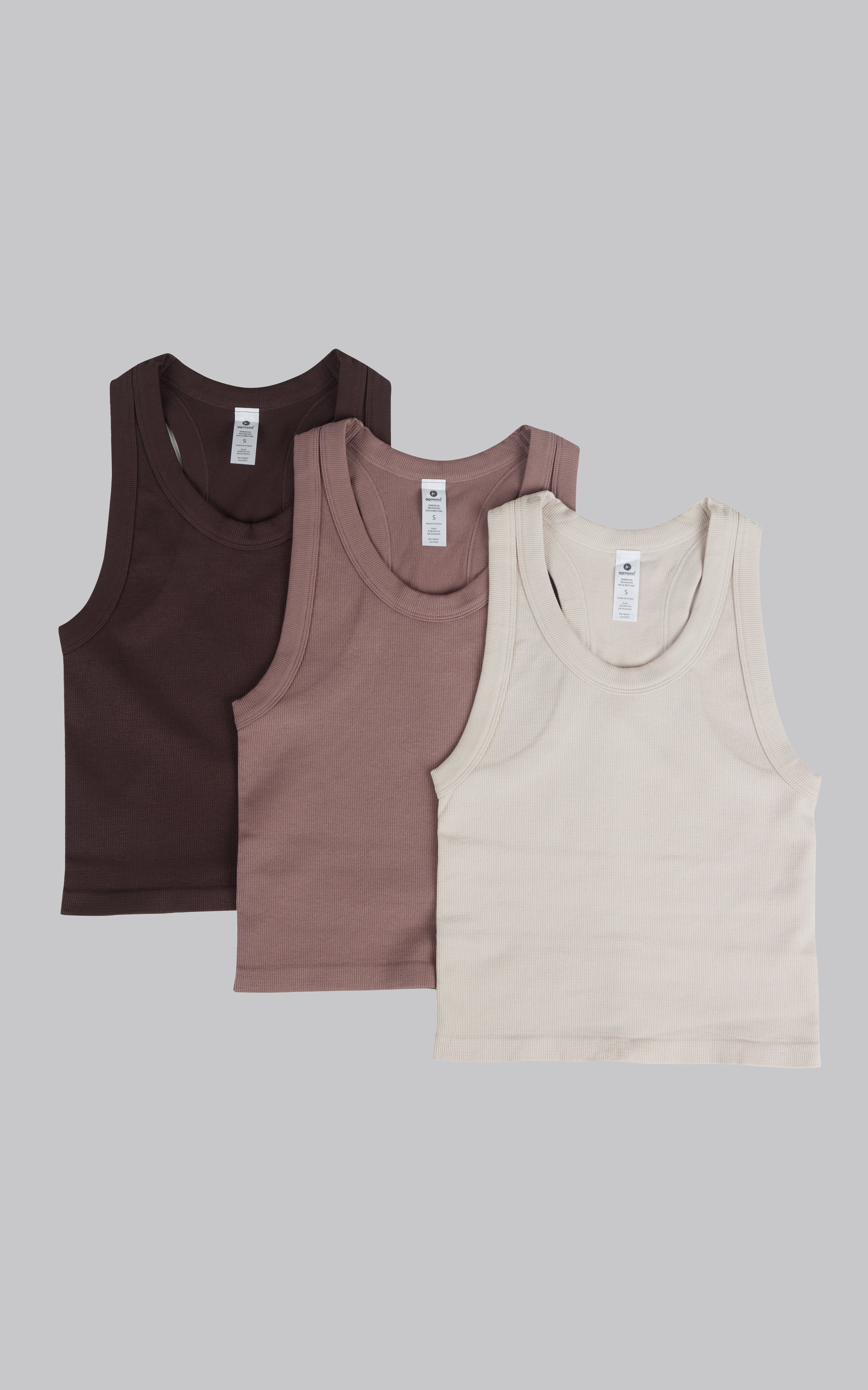 3 PK Ribbed Racerback Tank