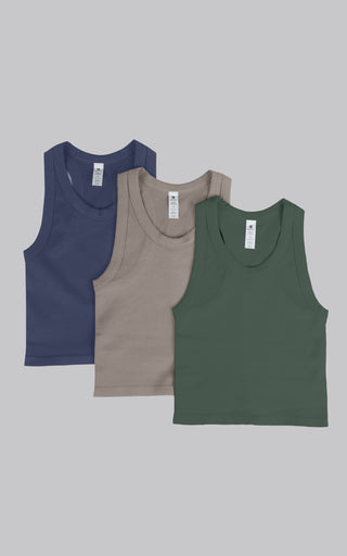 3 PK Ribbed Racerback Tank
