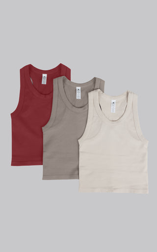 3 PK Ribbed Racerback Tank