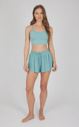 2 PC Seamless Bra and Ribbed 2 in 1 Running Short - Our Petal Tone Story - 90 Degree by Reflex