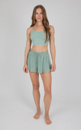 2 PC Seamless Bra and Ribbed 2 in 1 Running Short - Our Petal Tone Story - 90 Degree by Reflex