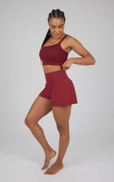 2 PC Ribbed Seamless Strappy Bra and Woven Short - 90 Degree by Reflex