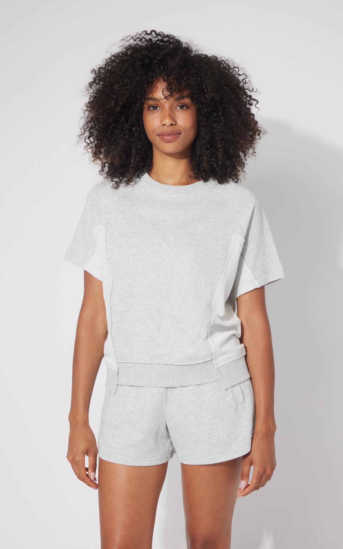 2 Pc Loop Terry Crew Neck Santorini Short Sleeve and Loop Terry Up 