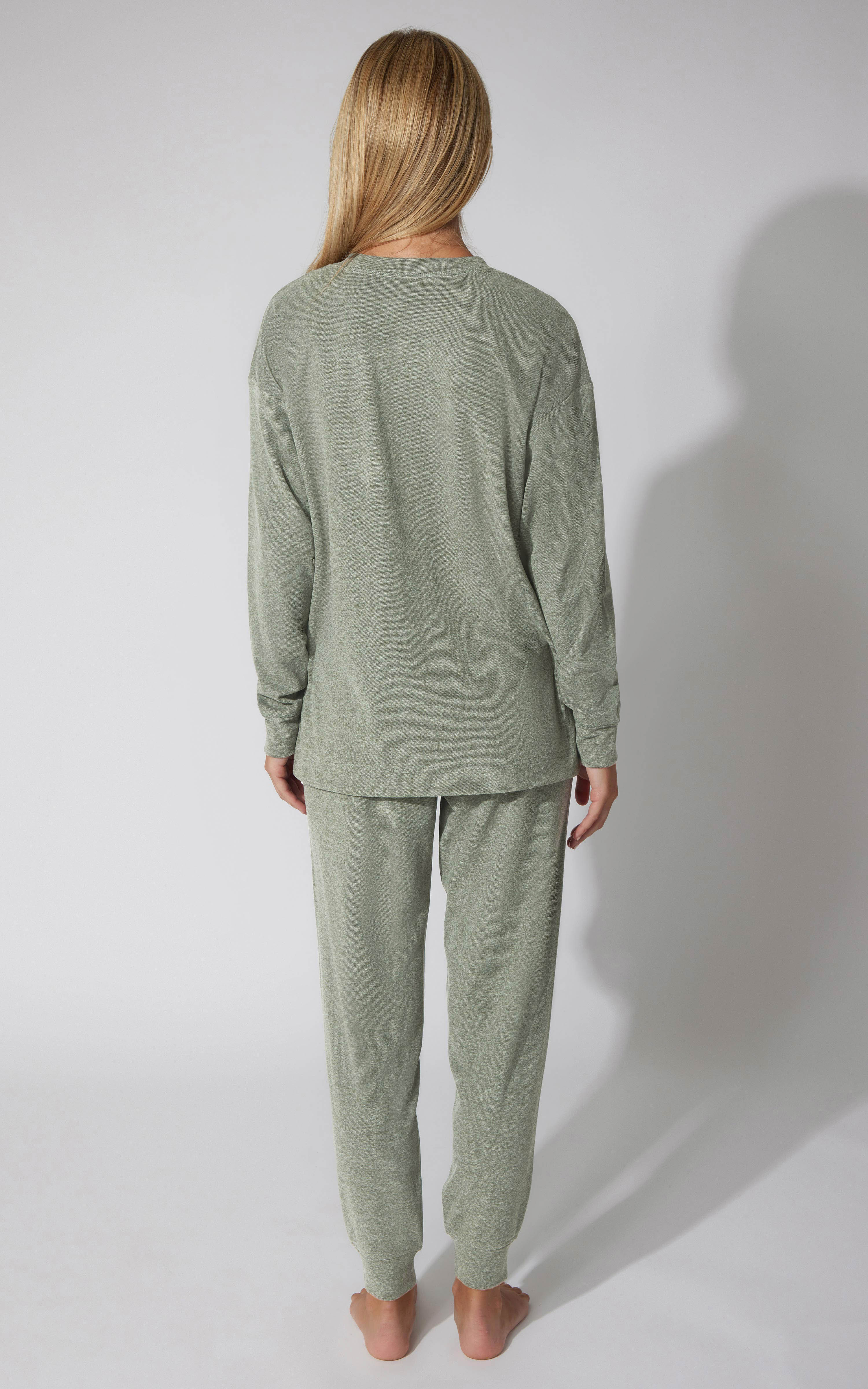 2 PC Marled Pique Oversized Crew Neck Sweatshirt and Slim Fit Jogger Set image