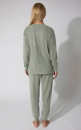 2 PC Marled Pique Oversized Crew Neck Sweatshirt and Slim Fit Jogger Set image