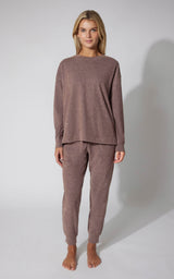 2 PC Marled Pique Oversized Crew Neck Sweatshirt and Slim Fit Jogger Set image