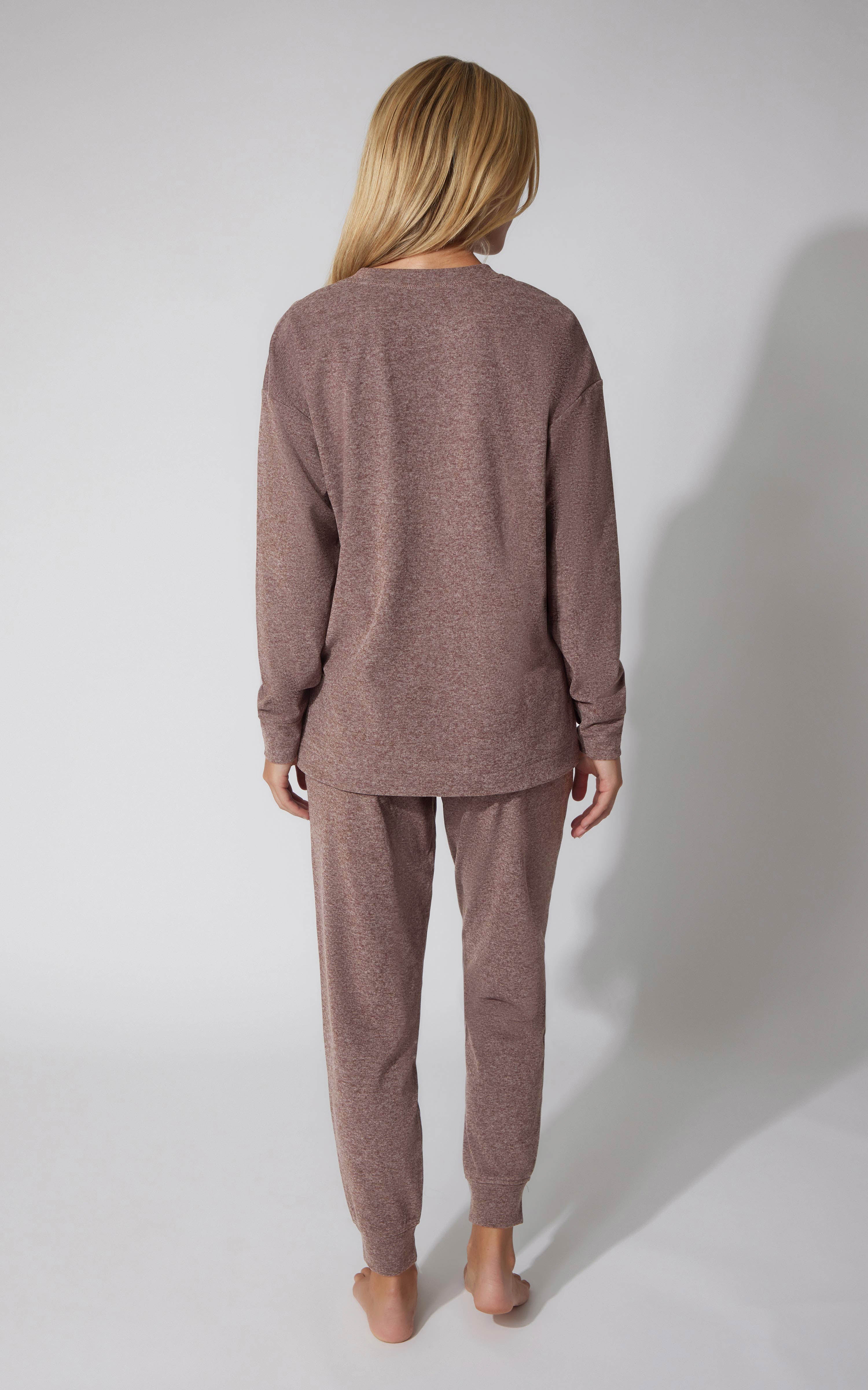 2 PC Marled Pique Oversized Crew Neck Sweatshirt and Slim Fit Jogger Set image