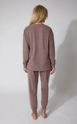 2 PC Marled Pique Oversized Crew Neck Sweatshirt and Slim Fit Jogger Set image