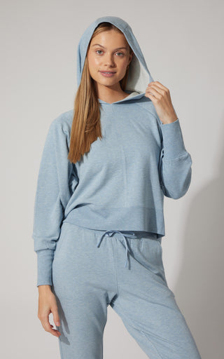 2 Pc Terry Pullover Hoodie and Straight Leg Pant Set