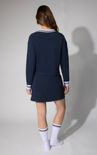 3 PC Cloud Plush V-Neck Cropped Long Sleeve Top + Skort + Socks Set