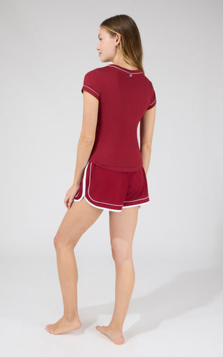 Super Soft Contrast Crew Neck Top & Lightstreme Short