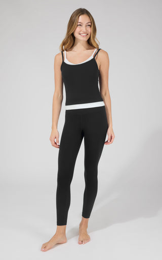 Butter Tech  Contrast Double Layer Tank with Adjustable Straps and Ankle Tight