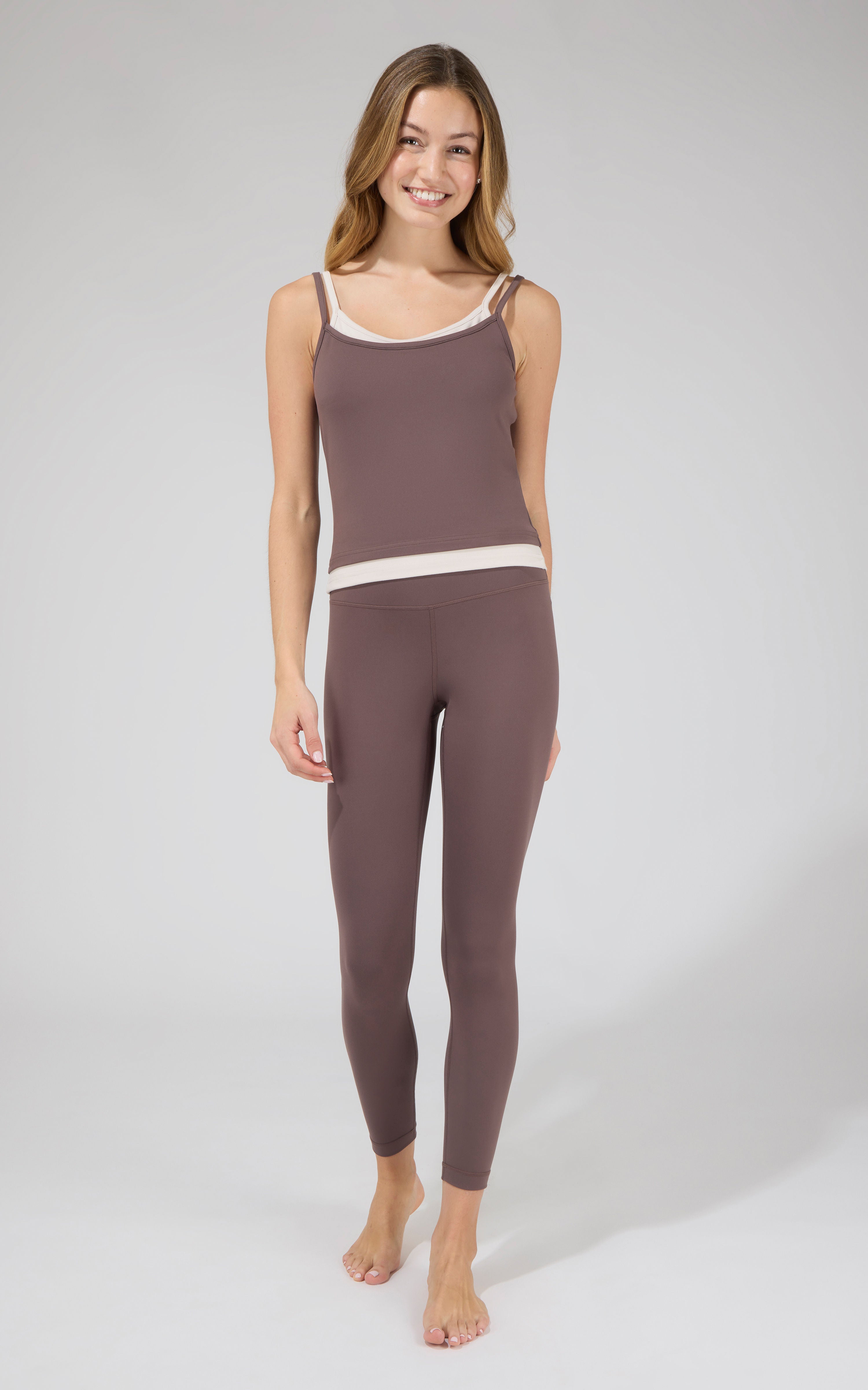 Butter Tech  Contrast Double Layer Tank with Adjustable Straps and Ankle Tight