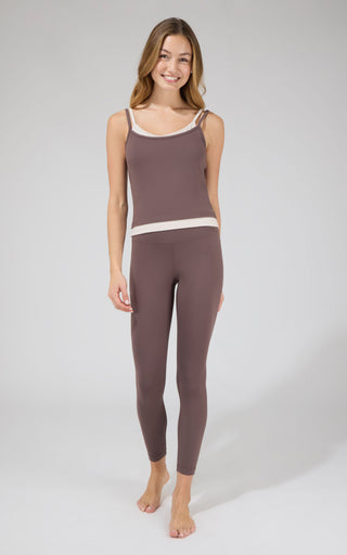 Butter Tech  Contrast Double Layer Tank with Adjustable Straps and Ankle Tight