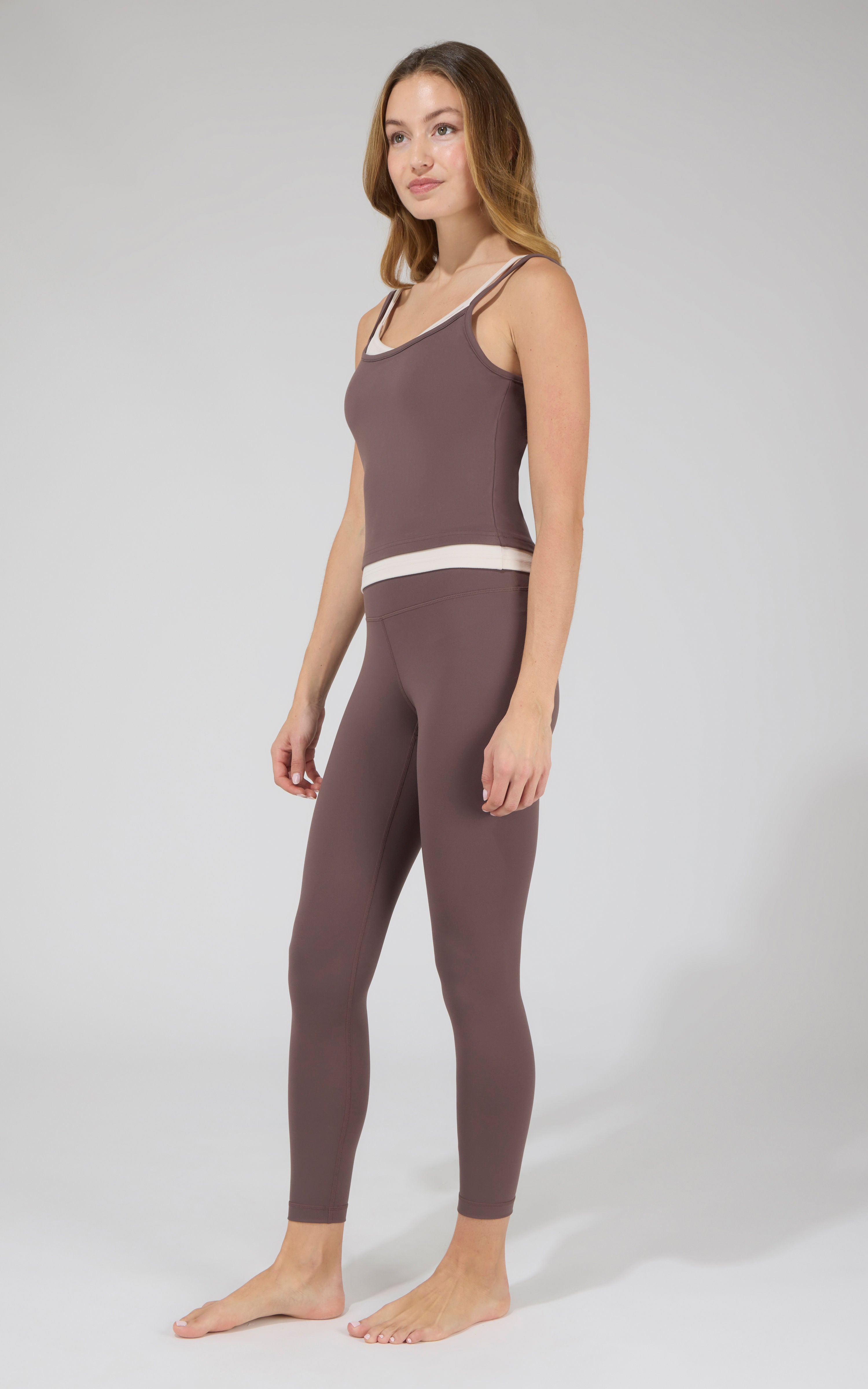 Butter Tech  Contrast Double Layer Tank with Adjustable Straps and Ankle Tight
